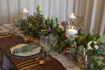 Vintage decorated table for a wedding event