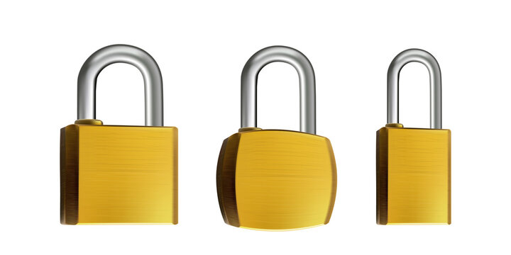 Three Metal Locks Collection with Golden, Copper and Silver Lock