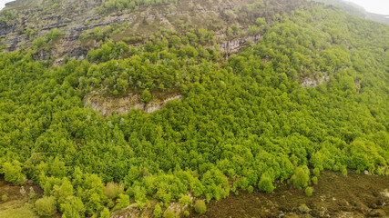 Fototapeta na wymiar Pasiega Mountains in the north of Spain from a Drone view