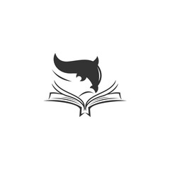 concept of loving reading in the form of an owl reading book. line art , icon in linear style