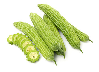 Bitter melon , Bitter gourd on white background