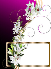 lily design on white and purple background