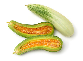 Muskmelon (yangjiaomitianguo) on white background