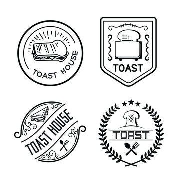vintage logo of toast in vector design, hand drawn design logo