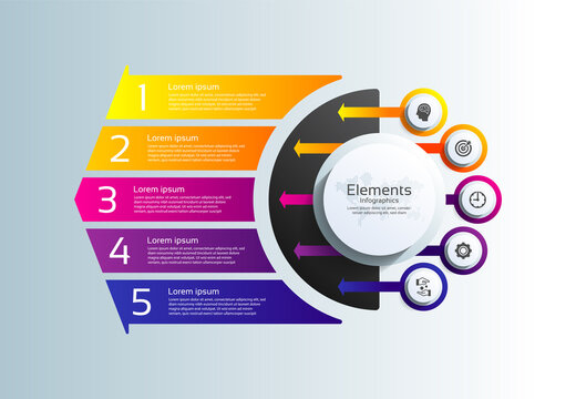 Presentation business infographic elements colorful with 5 step