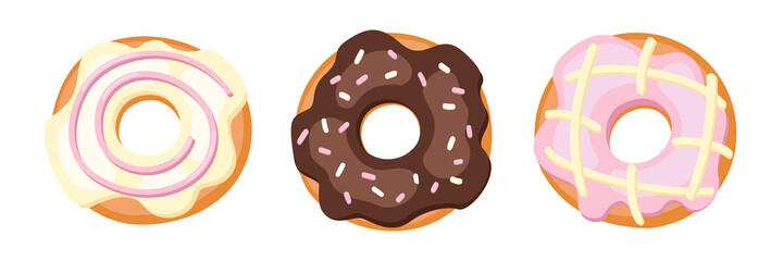 Glazed donuts. Vector illustration isolated on a white background.
