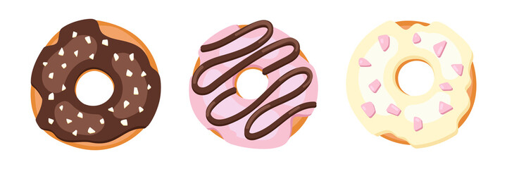 Glazed donuts. Vector illustration isolated on a white background.