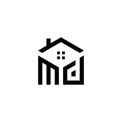m d md initial home logo design vector template