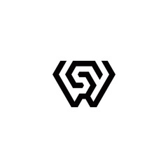 w s ws sw initial logo design vector template