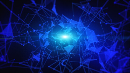 3D rendering technology data network with dots and lines abstract background