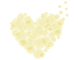 ハート01_18（ハート型になった黄色いシャボン・泡のイメージ）