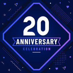 20 years anniversary greetings card, 20 anniversary celebration background free vector.