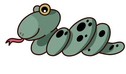 cute green snack on the floor It's a vector image on a white background.