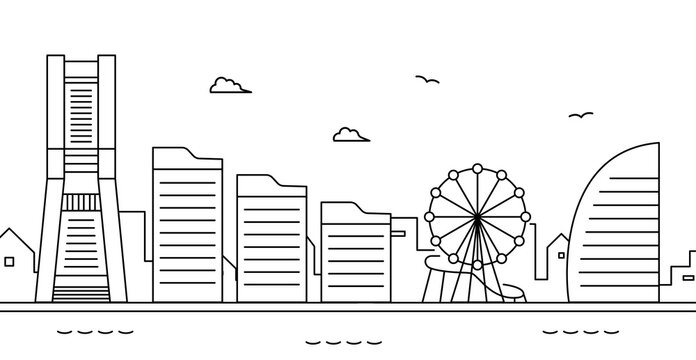 横浜みなとみらいの風景のイラスト 背景 街並み 神奈川 シンプル 港 海 ランドマークタワー 観覧車 Stock Vector Adobe Stock 横浜みなとみらいの風景のイラスト 背景 街並み 神奈川 シンプル 港 海 ランドマークタワー 観覧車 Stock Vector Adobe Stock