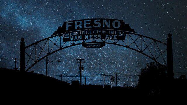  Fresno Archway: Time Lapse by Night with Stars and Milky Way in Background, California