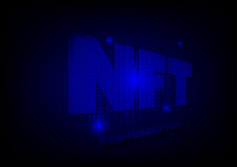 NFT non-fungible tokens concept. cryptocurrency, blockchain, unique digital item on dark background. crypto art and digital assets in the future.