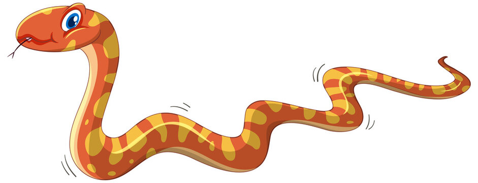 Orange snake cartoon character isolated on white background