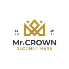letter M luxury the crown linear logo can be used jewelry