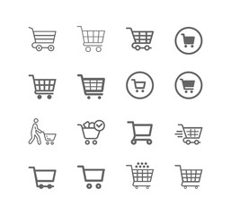 Shopping cart icon vector set. E-commerce