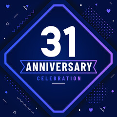 31 years anniversary greetings card, 31 anniversary celebration background free vector.
