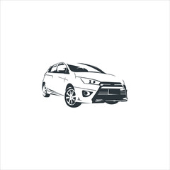 Fototapeta premium Flat and Fun car vector illustration and Silhouette in black color, auto sport logo template, icon design inspiration 
