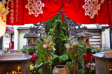 法善寺 苔に覆われた不動明王像