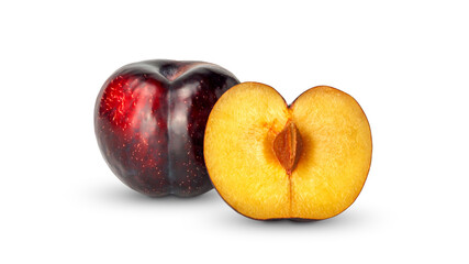 Fototapeta na wymiar Red plum fruit on a white background.