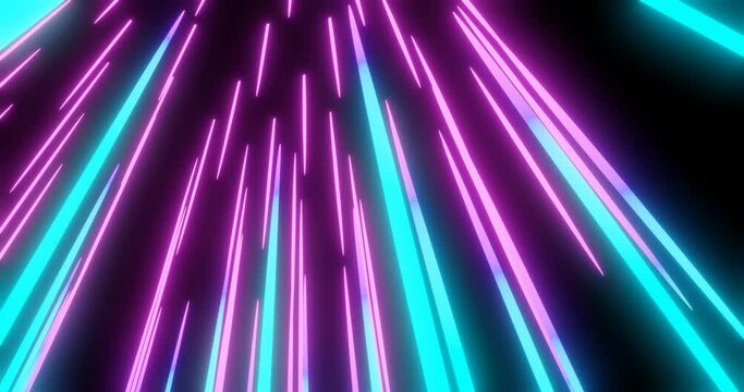 3d render with blue and pink neon lines on black background