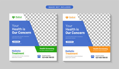 Medical or healthcare social media post web banner design or square flyer Premium Vector