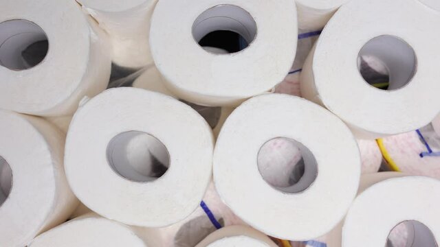 Toilet Paper Rolls Rotate. Top View.