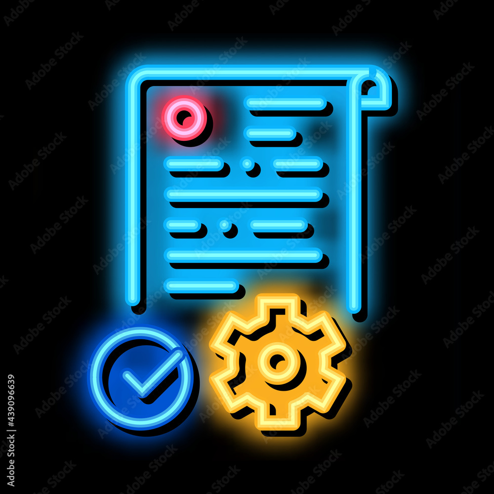 Sticker process applications neon light sign vector. Glowing bright icon process applications sign. transparent symbol illustration