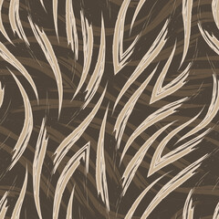 Seamless vector beige pattern of abstract shapes and stripes.Brown seamless vector pattern with corners and brush strokes.Texture for textiles and wrapping paper in pastel colors.