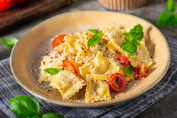 Ravioli with cheese and chilli
