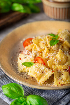 Ravioli with cheese and chilli