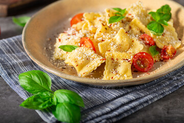 Ravioli with cheese and chilli