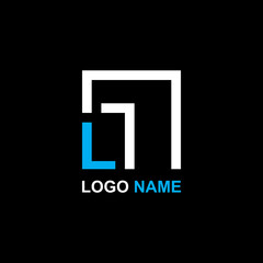 Geometric letter L logo with square line art creative design	