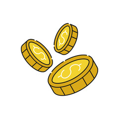 Coin icon Vector Illustration. Dollar Money Coin icon vector design concept for Payment, Finance, Currency and Trading Business. Money Coins vector icon flat design for website, symbol, sign, App UI