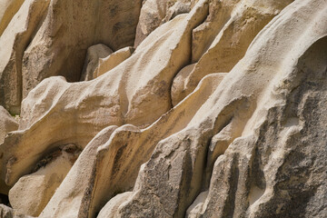 Lines of rocks as a background. Texture in Nature. Cappadocia, Turkey.