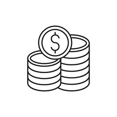 Coin icon Vector Illustration. Dollar Money Coin icon vector design concept for Payment, Finance, Currency and Trading Business. Money Coins vector icon flat design for website, symbol, sign, App UI