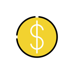 Coin icon Vector Illustration. Dollar Money Coin icon vector design concept for Payment, Finance, Currency and Trading Business. Money Coins vector icon flat design for website, symbol, sign, App UI