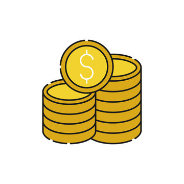 Coin icon Vector Illustration. Dollar Money Coin icon vector design concept for Payment, Finance, Currency and Trading Business. Money Coins vector icon flat design for website, symbol, sign, App UI