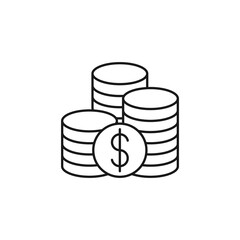 Coin icon Vector Illustration. Dollar Money Coin icon vector design concept for Payment, Finance, Currency and Trading Business. Money Coins vector icon flat design for website, symbol, sign, App UI