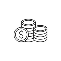 Coin icon Vector Illustration. Dollar Money Coin icon vector design concept for Payment, Finance, Currency and Trading Business. Money Coins vector icon flat design for website, symbol, sign, App UI