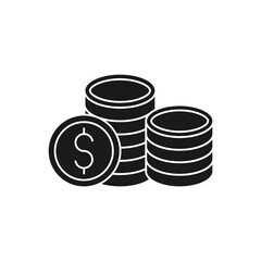 Coin icon Vector Illustration. Dollar Money Coin icon vector design concept for Payment, Finance, Currency and Trading Business. Money Coins vector icon flat design for website, symbol, sign, App UI