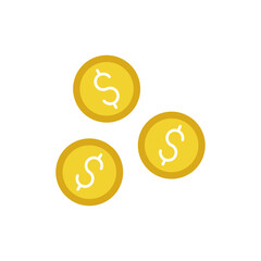 Coin icon Vector Illustration. Dollar Money Coin icon vector design concept for Payment, Finance, Currency and Trading Business. Money Coins vector icon flat design for website, symbol, sign, App UI