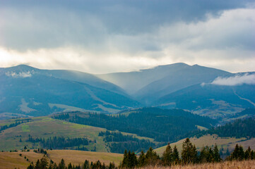 Sunrays touch the mountains
