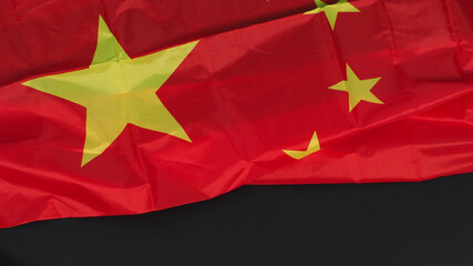 Flag of china on black background.