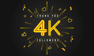 Thank you 4k followers Design. Celebrating 4000 or Four thousand followers. Vector illustration.