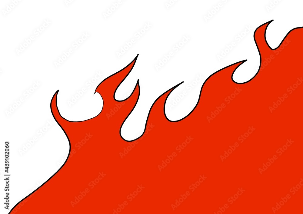 Poster drawn primitive fire flame. rendering an image.