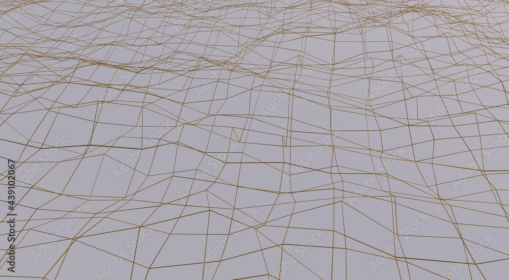 Aufkleber yellow wavy mesh on a gray background. rendering an image.